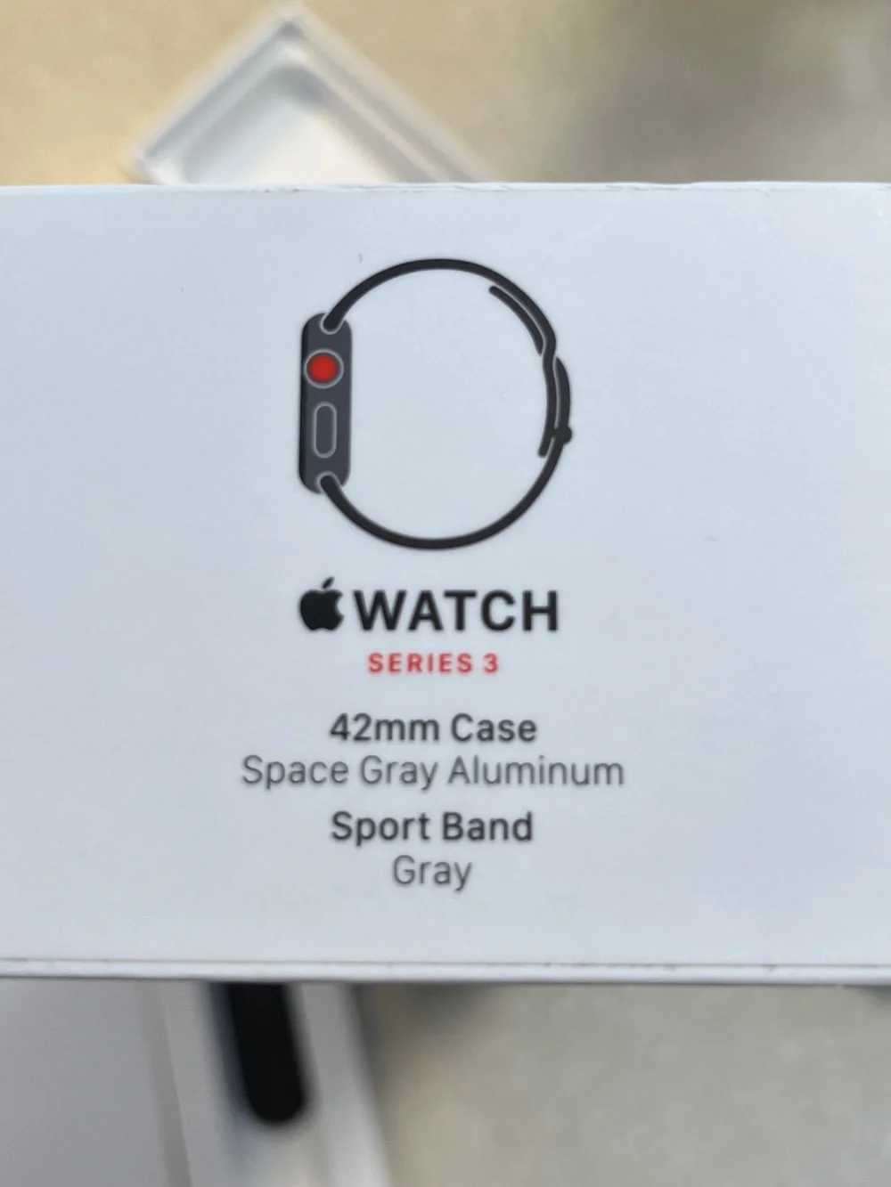42 mm case Apple Watch with Space Grey Sport Band and Charging Cable